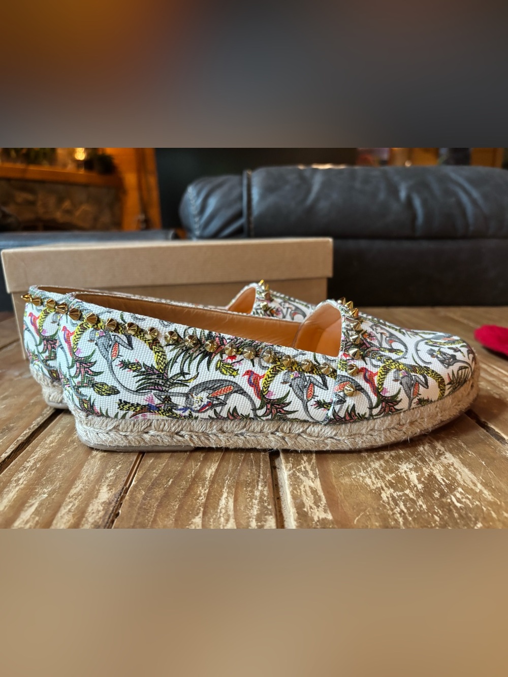 Christian Louboutin Ares Jungle Printed Espadrille 37 7 - Picture 5 of 11